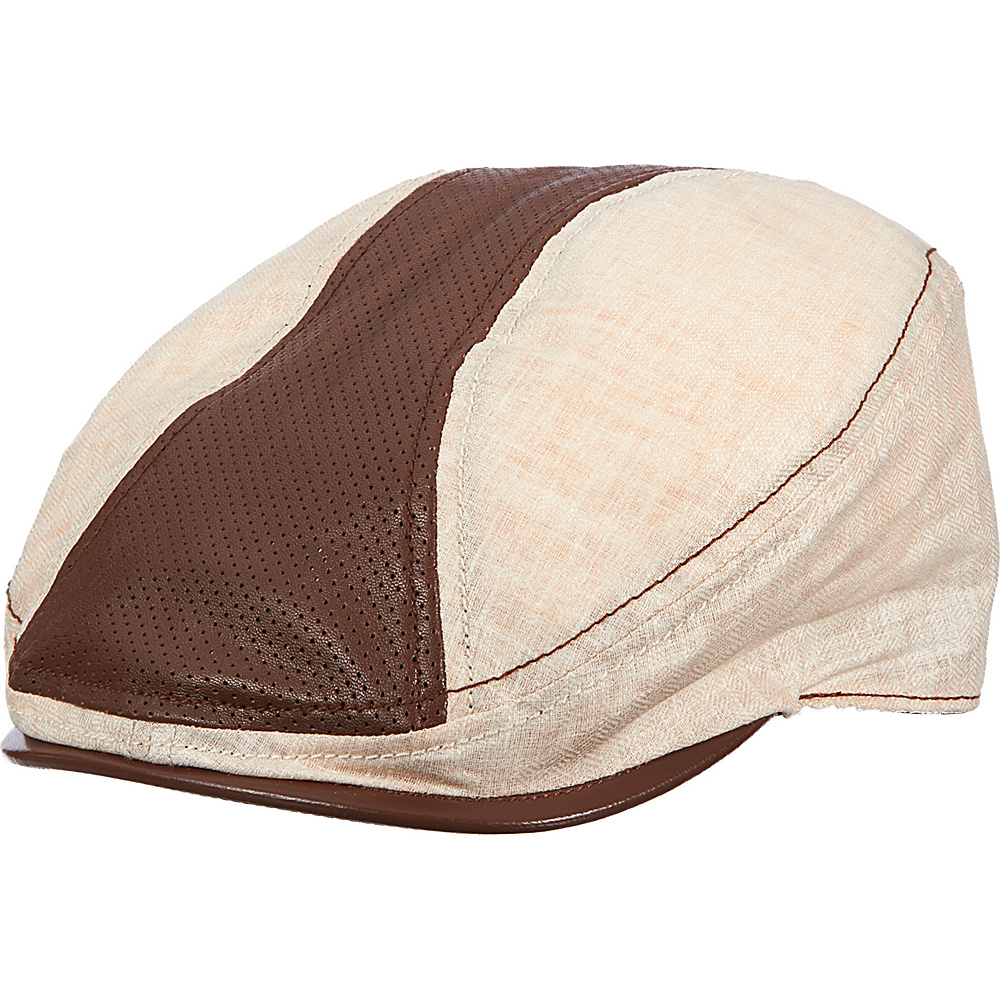 Stetson Linen and Leather Ivy Cap Khaki Medium Stetson Hats Gloves Scarves