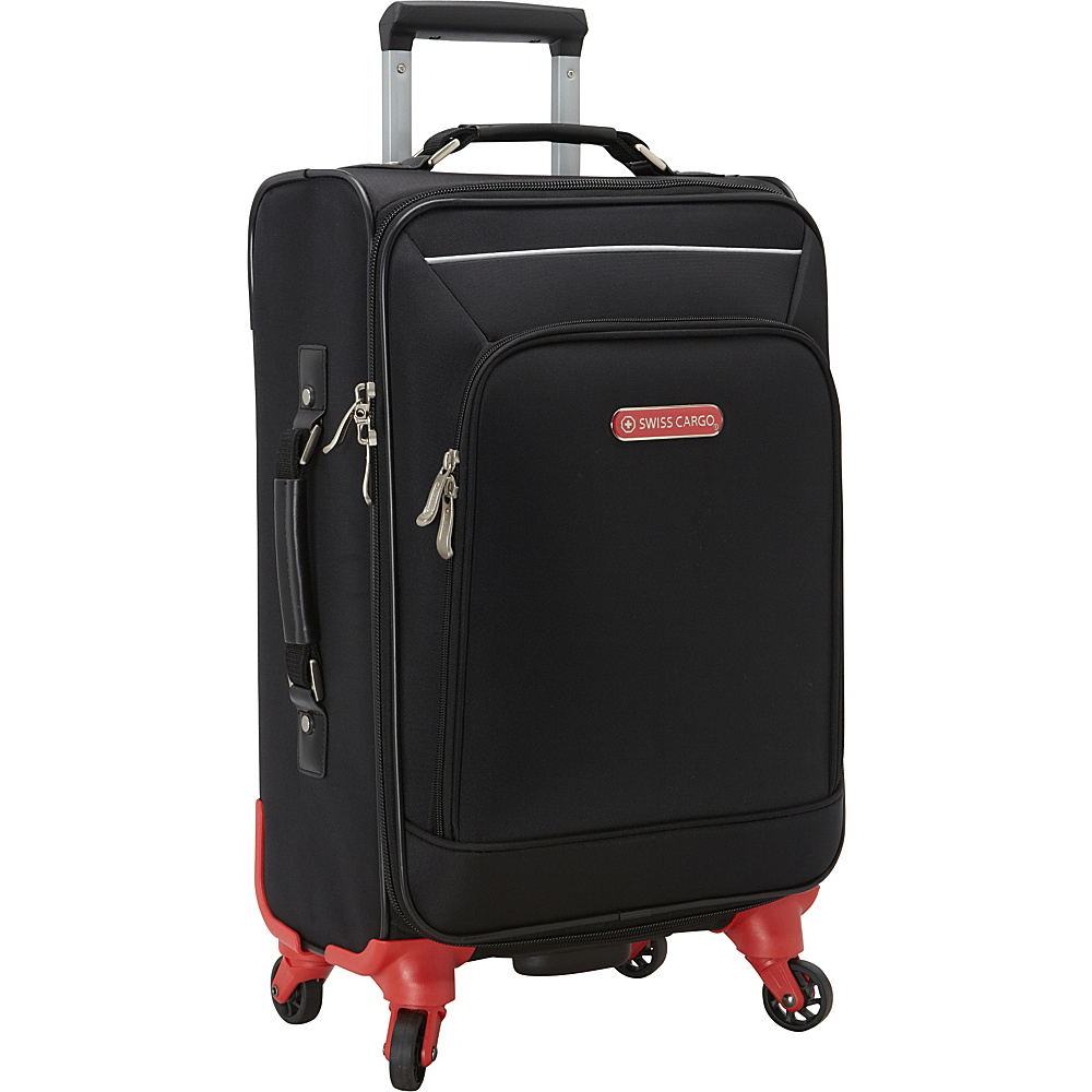Swiss Cargo Petra 21 Spinner Luggage Black Silver Swiss Cargo Softside Carry On