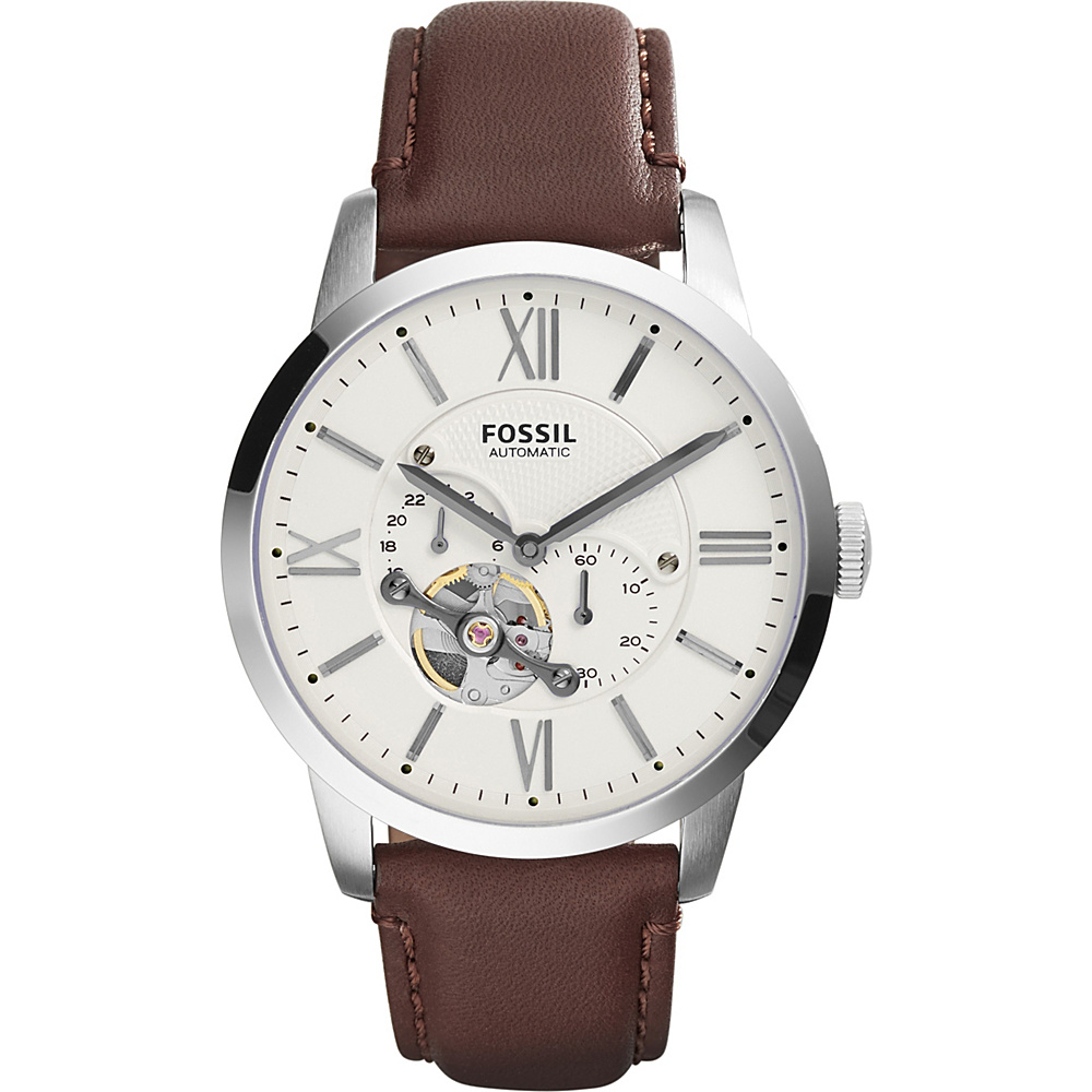 Fossil Townsman Automatic Leather Watch Brown White Fossil Watches