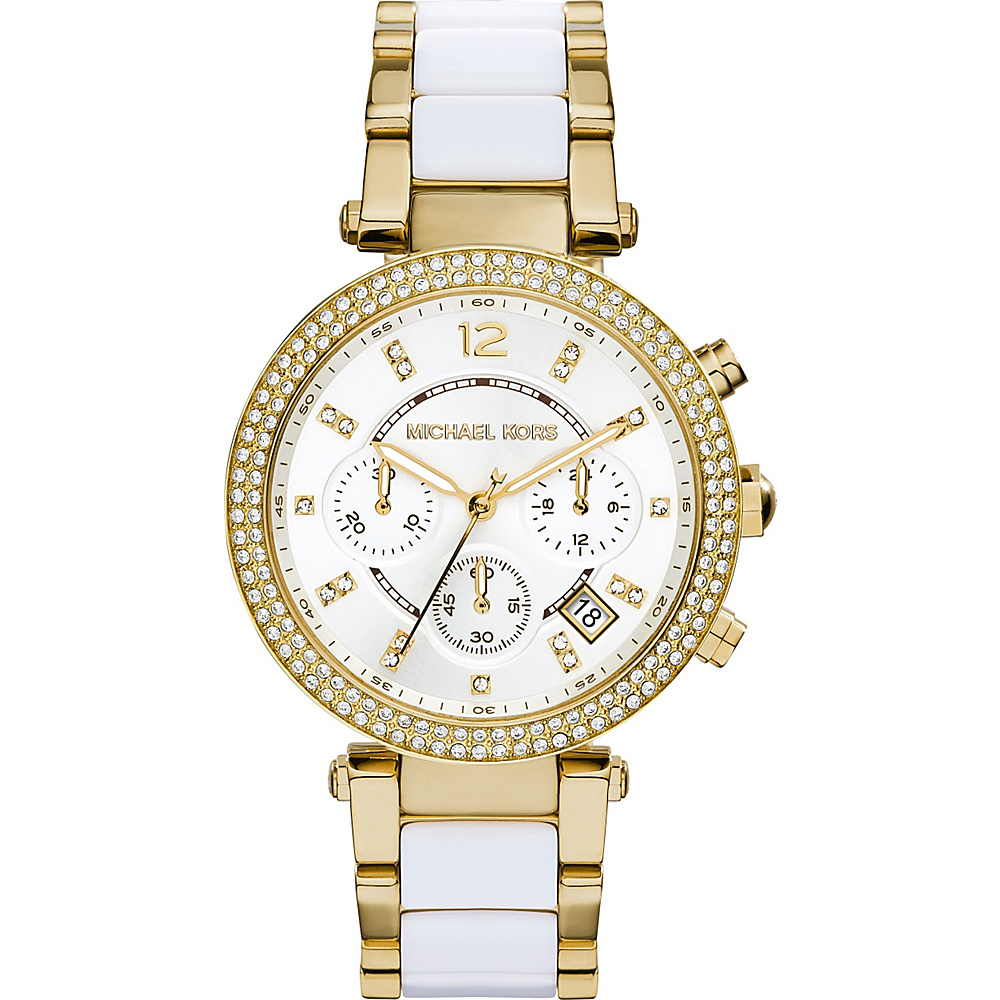 Michael Kors Watches Parker Chronograph Stainless Steel Watch Gold White Michael Kors Watches Watches