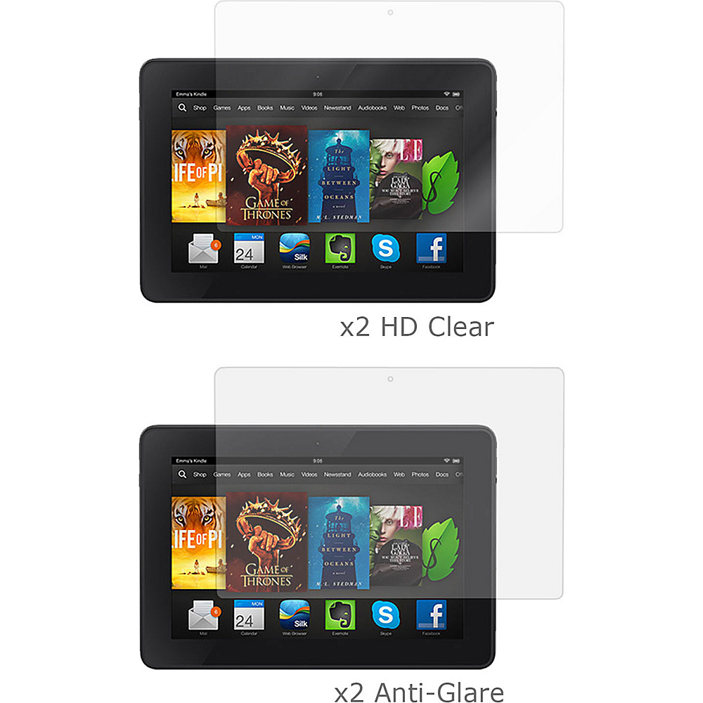 rooCASE 4 Pack Screen Protector 2 HD Clear 2 anti glare for Kindle Fire HD 6 2014 AGHD rooCASE Electronic Cases