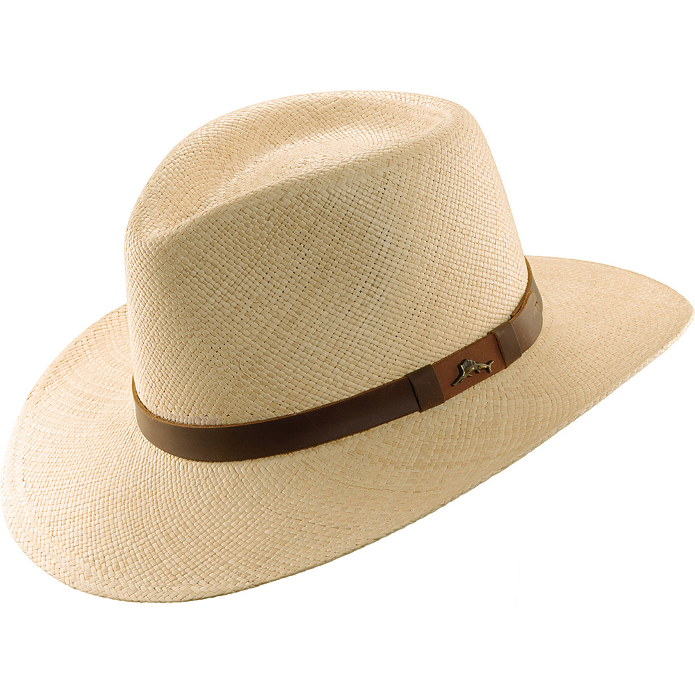 Tommy Bahama Headwear Panama Outback Hat with Leather Trim Natural XXLarge Tommy Bahama Headwear Hats Gloves Scarves
