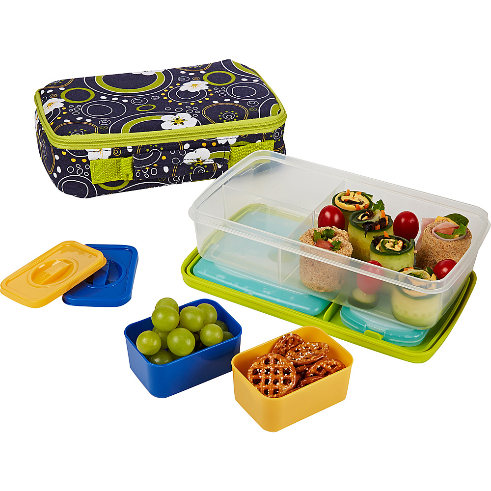Fit Fresh Bento Lunch Kit with Insulated Carrier Cherry Dots Fit Fresh Travel Coolers