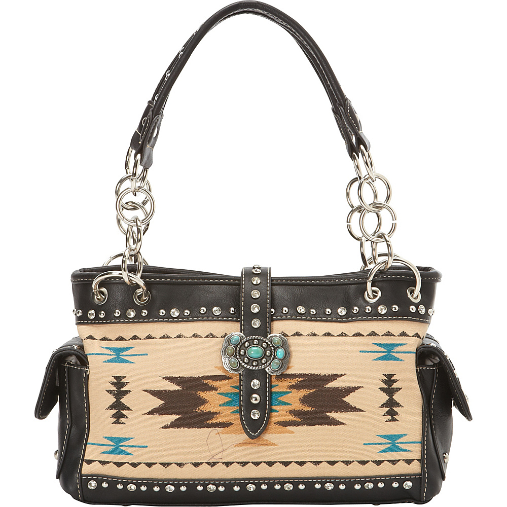Montana West Western Aztec Collection Shoulder Bag Black Montana West Manmade Handbags