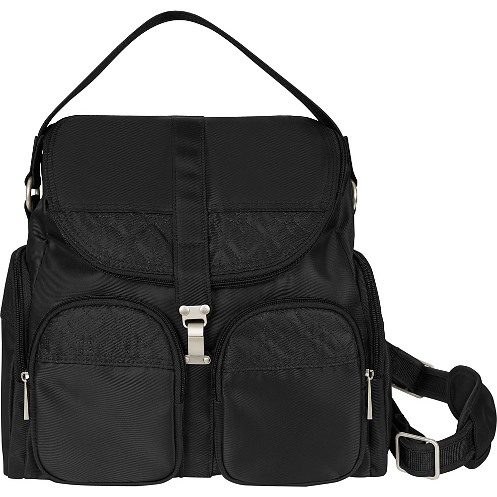 Travelon Anti Theft Signature Convertible Backpack Black Teal Travelon Fabric Handbags