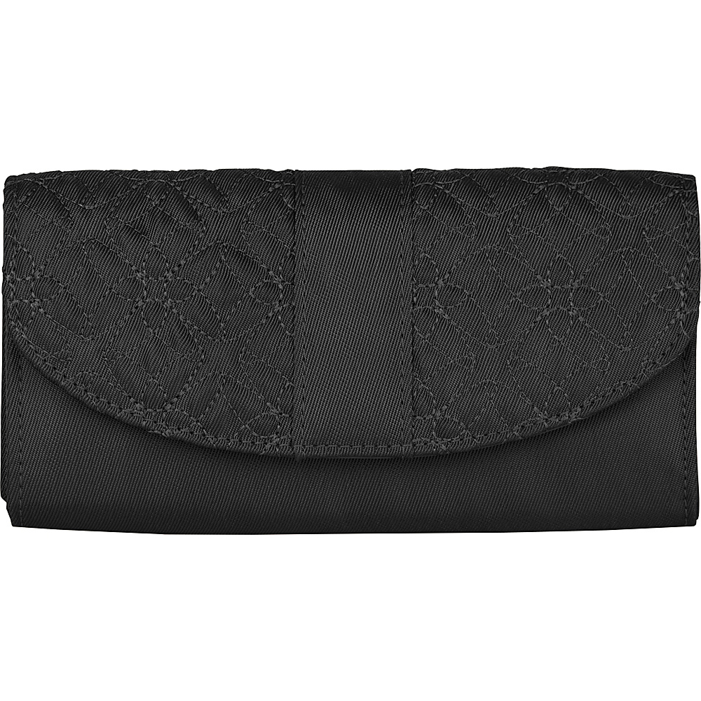 Travelon Signature Embroidered Envelope Style Wallet Black Travelon Women s Wallets