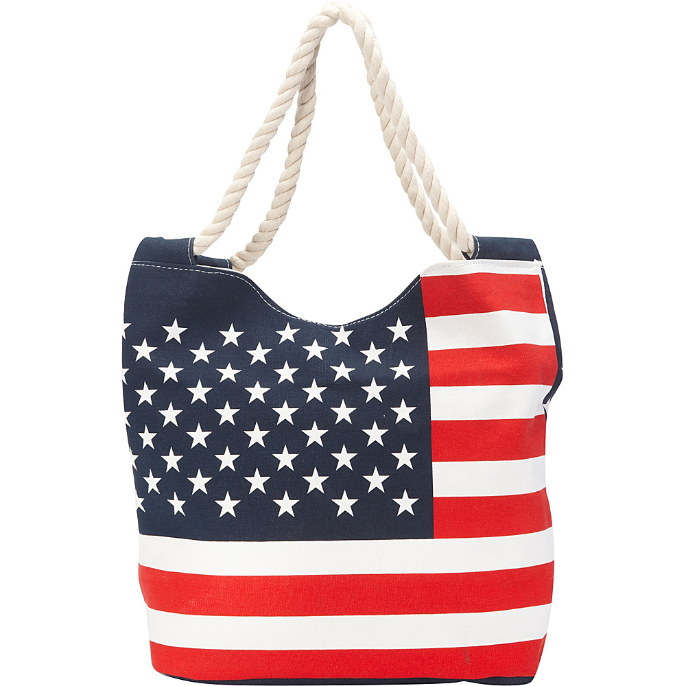 Ashley M Stars And Stripes Canvas Zippered Tote Bag Red White Ashley M All Purpose Totes