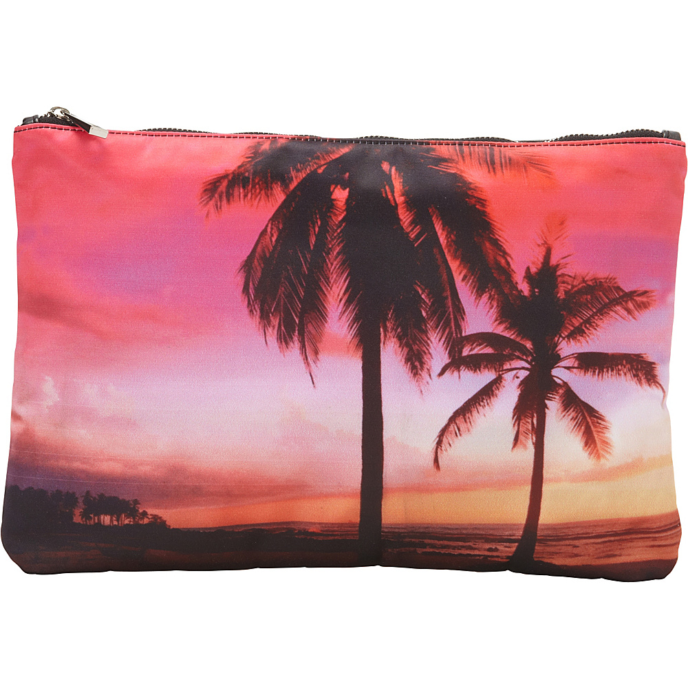 Ashley M Sunset By The Beach Scene Top Zip Clutch Multi Ashley M Fabric Handbags