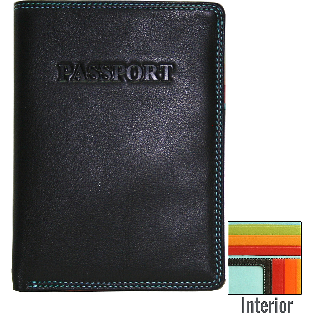 BelArno Leather Passport Wallet in Multi Color Combination Black Rainbow Combination BelArno Travel Wallets