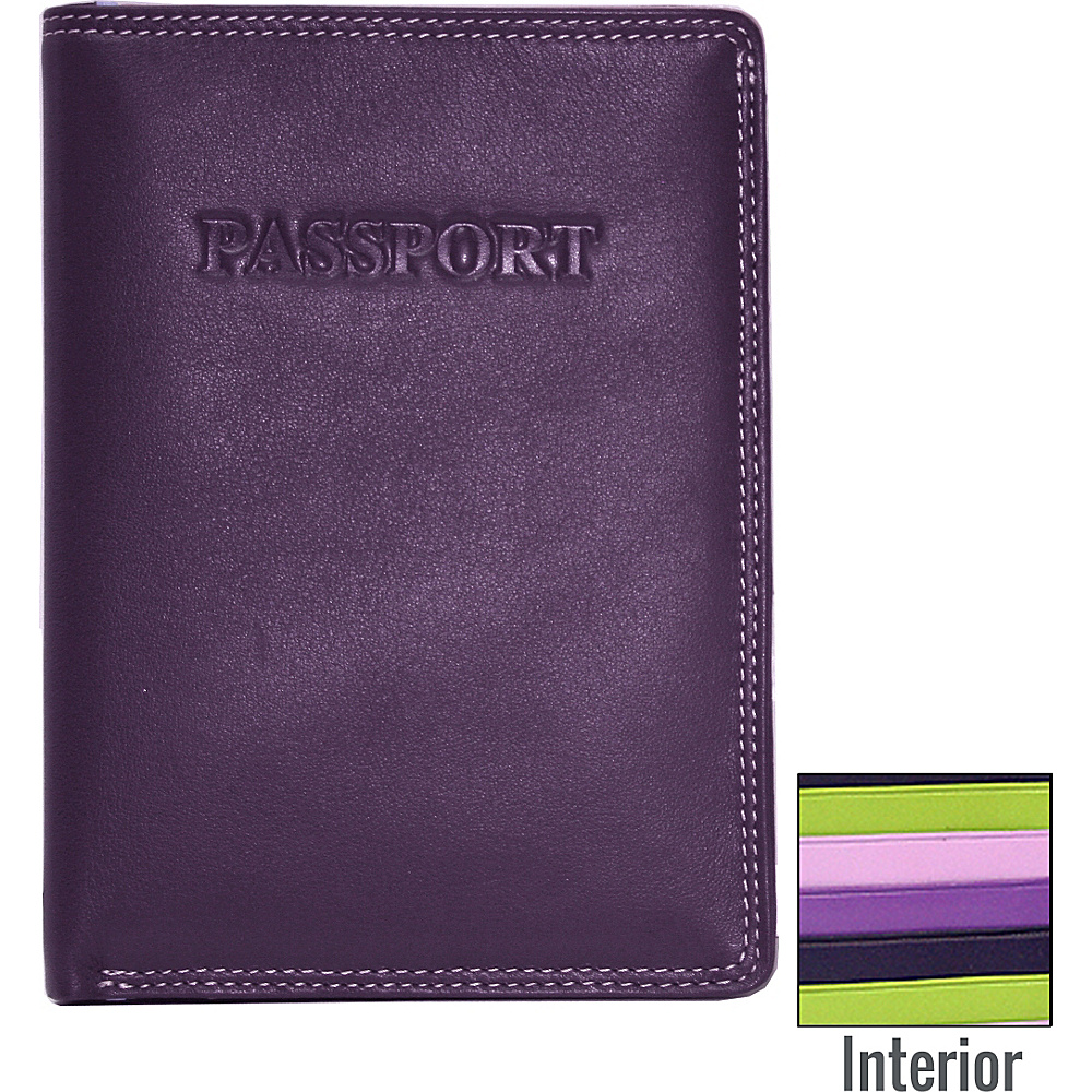 BelArno Leather Passport Wallet in Multi Color Combination Purple Combination BelArno Travel Wallets