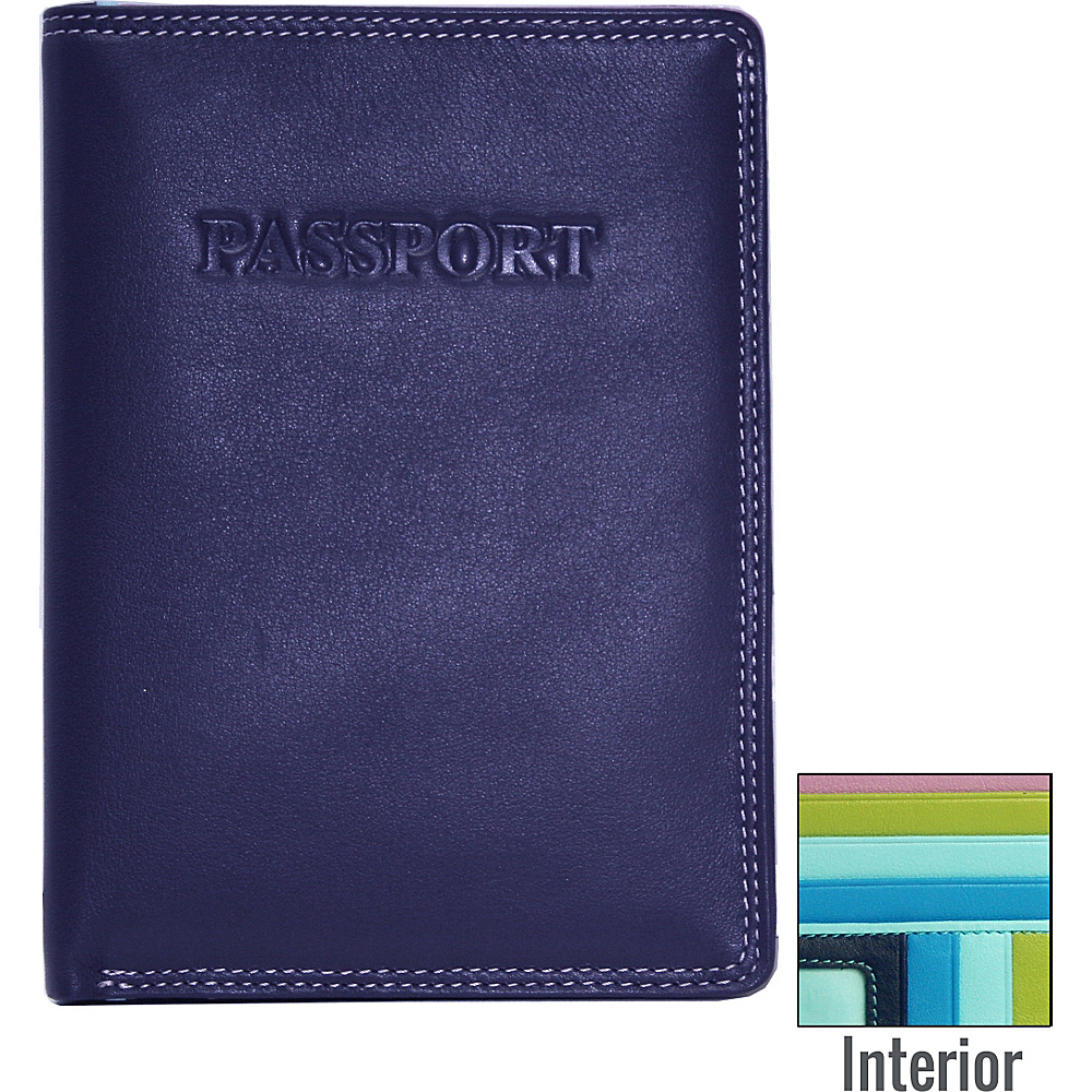 BelArno Leather Passport Wallet in Multi Color Combination Blue Combination BelArno Travel Wallets