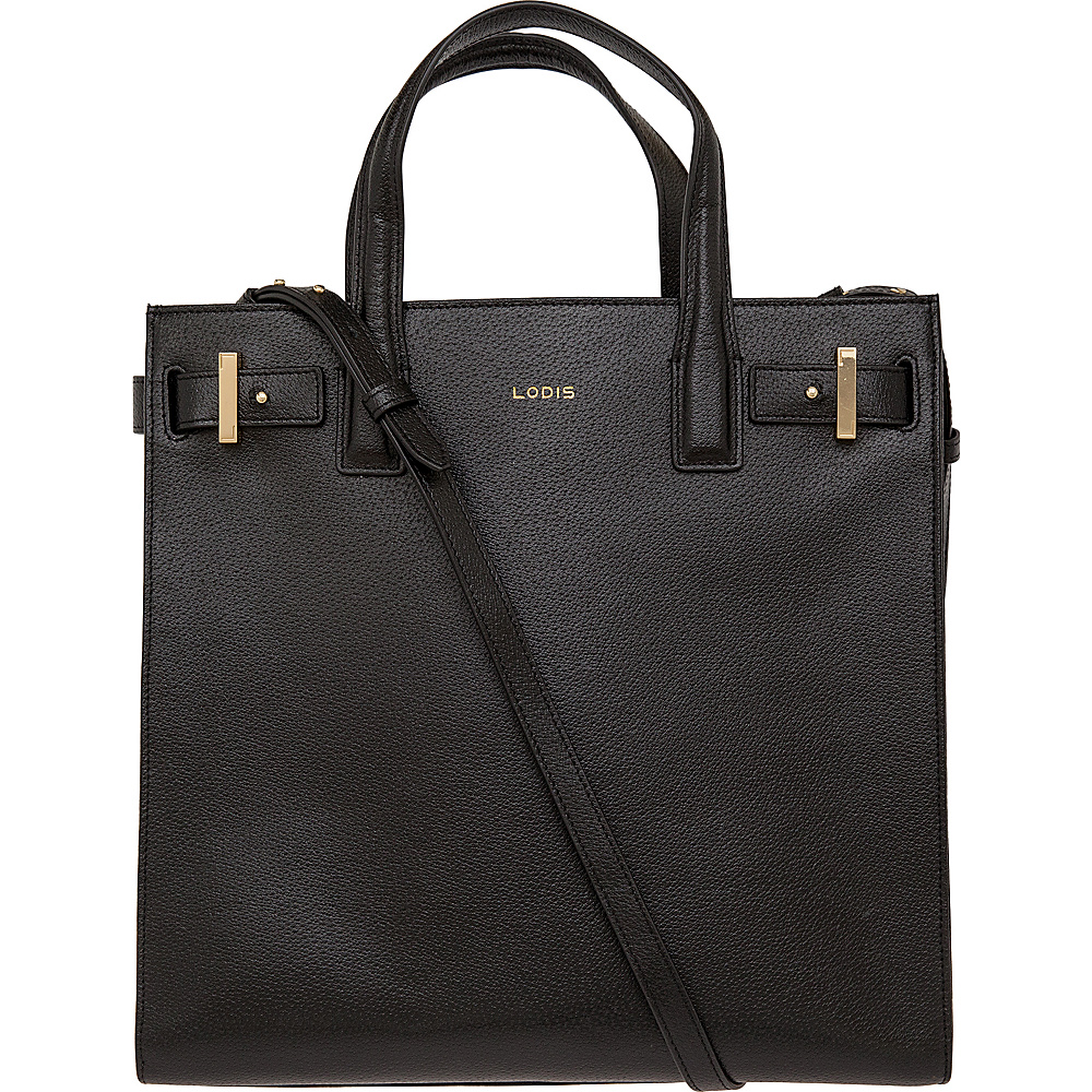 Lodis Stephanie Scarlet Tote with RFID Protection Black Lodis Leather Handbags