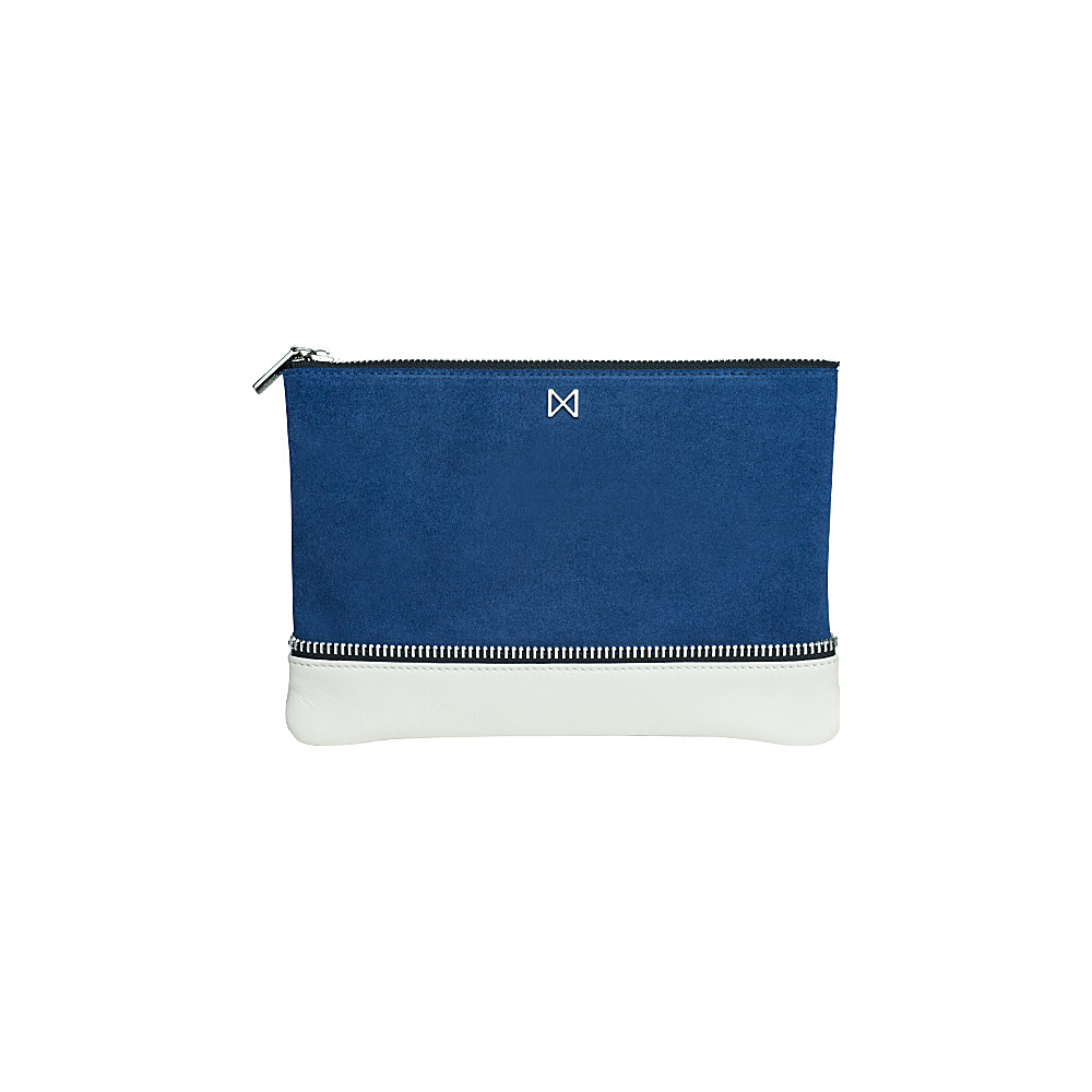 MOFE Sage Clutch Cobalt Blue Ivory Nickel MOFE Leather Handbags