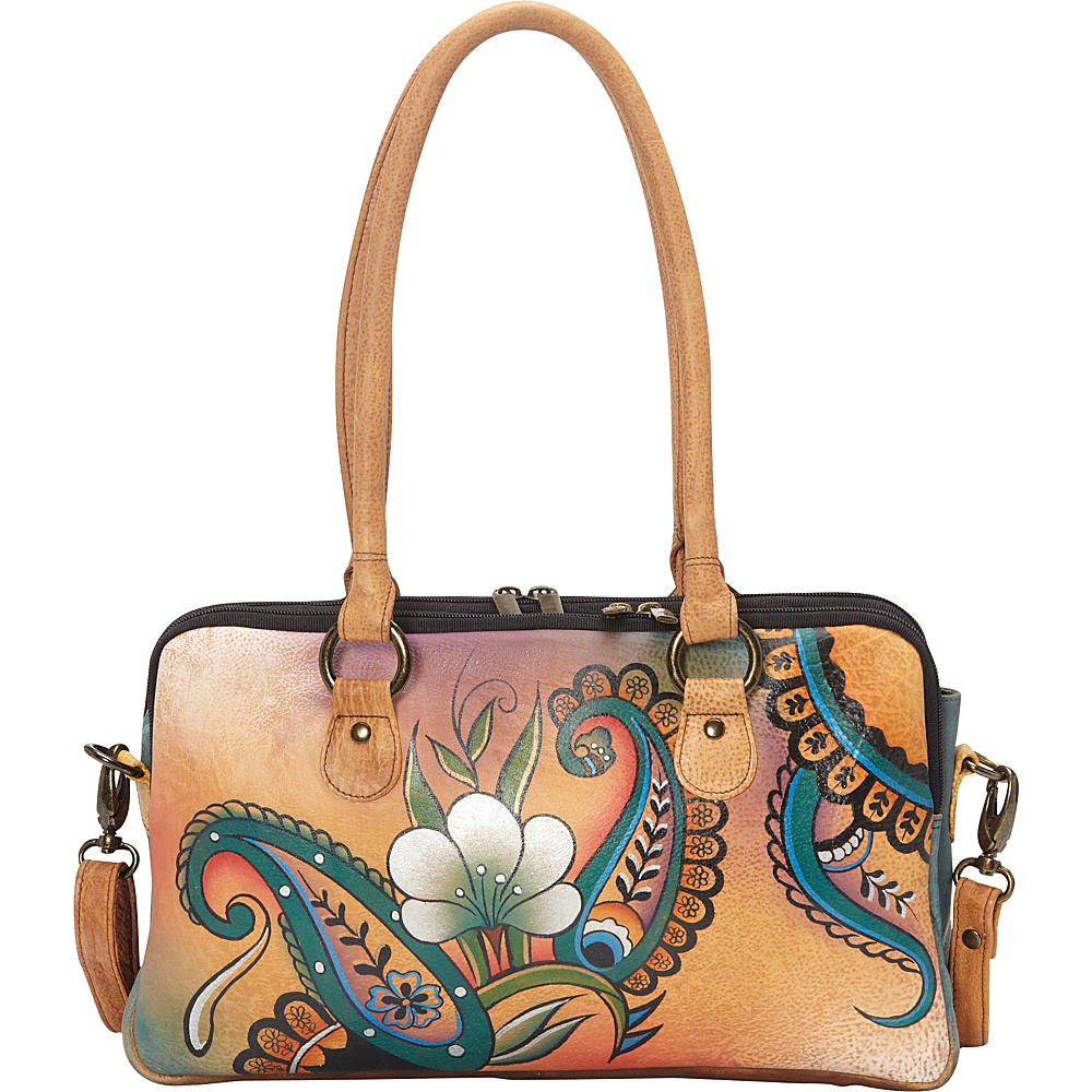 ANNA by Anuschka Large Multi Compartment Satchel Floral Paisley ANNA by Anuschka Leather Handbags