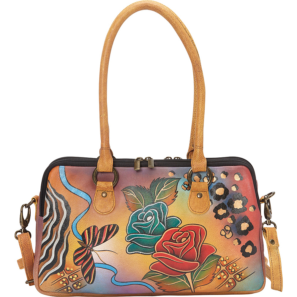 ANNA by Anuschka Large Multi Compartment Satchel Rose Safari ANNA by Anuschka Leather Handbags