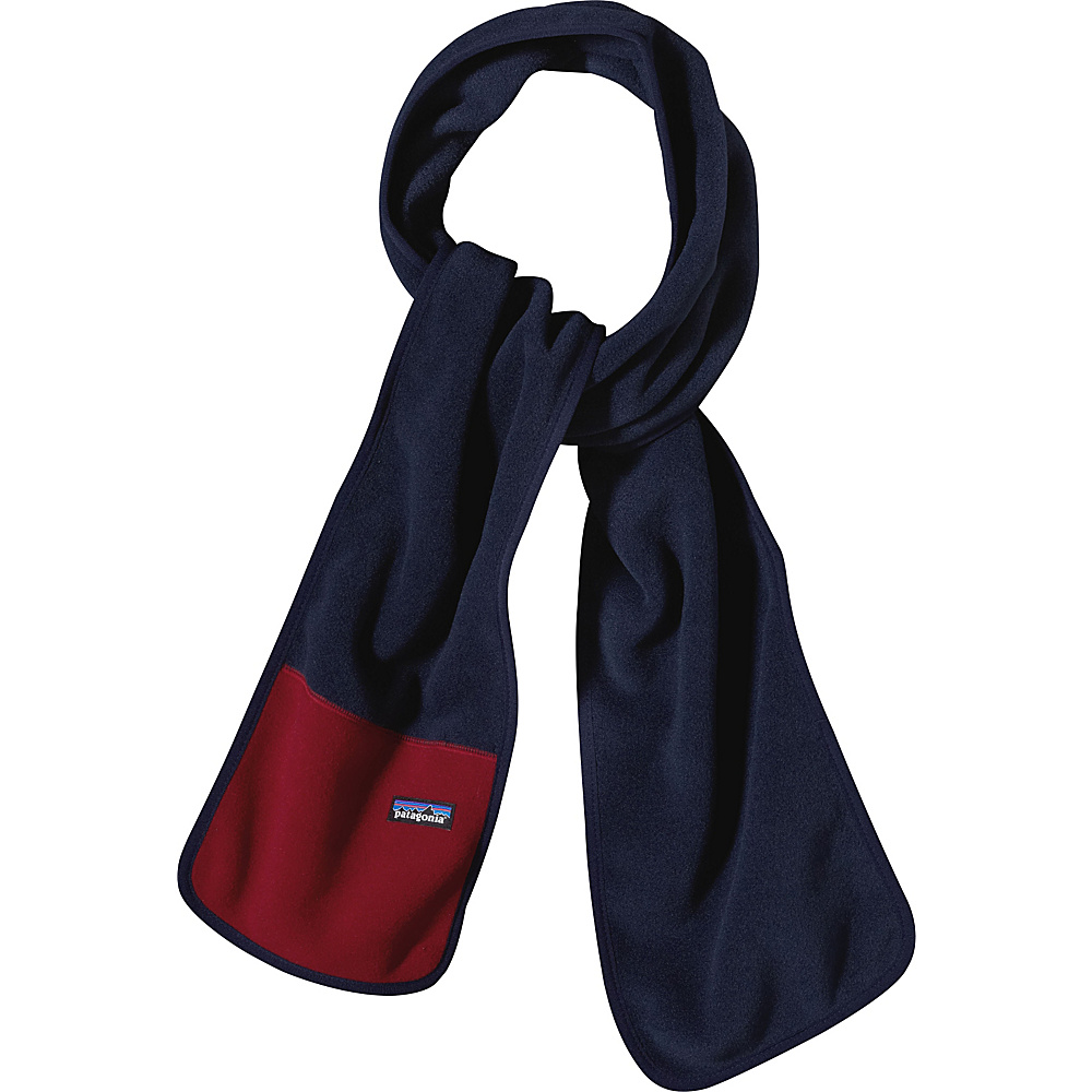 Patagonia Synch Scarf Navy Blue w Raspen Red Patagonia Hats Gloves Scarves