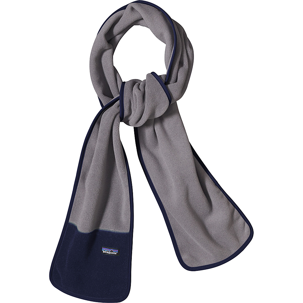 Patagonia Synch Scarf Nickel w Navy Blue Patagonia Hats Gloves Scarves