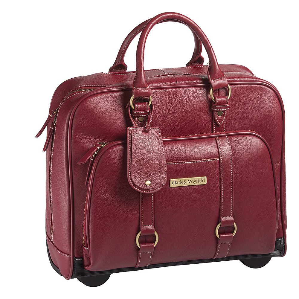 Clark Mayfield Hawthorne Leather Rolling 17.3 Laptop Bag Red Clark Mayfield Wheeled Business Cases