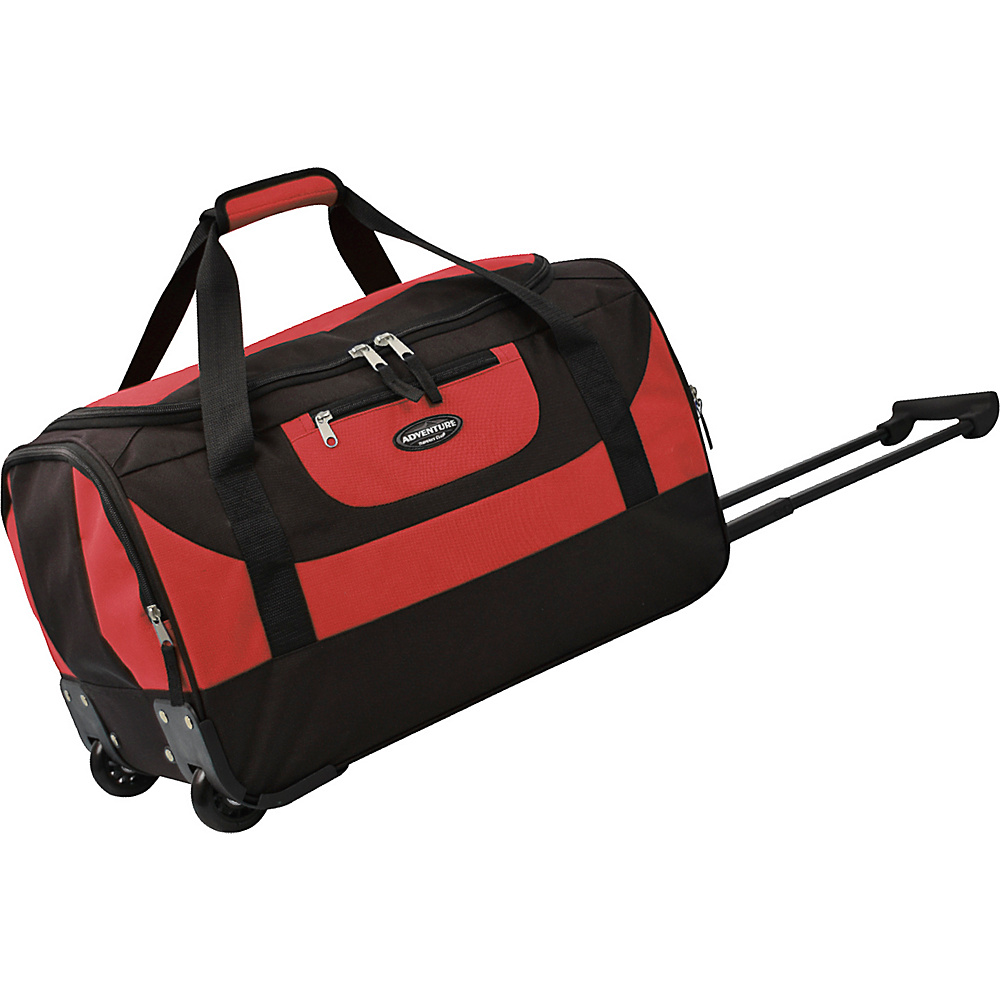 Travelers Club Luggage Adventure 20 Multi Pocket Rolling Carry On Duffel Red Travelers Club Luggage Rolling Duffels