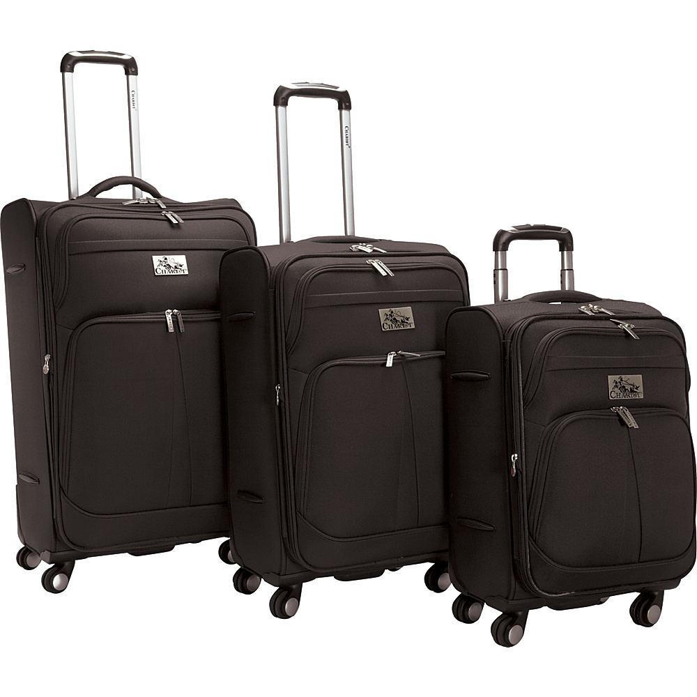 Chariot Taranto 3Pc Luggage Set Black Chariot Luggage Sets