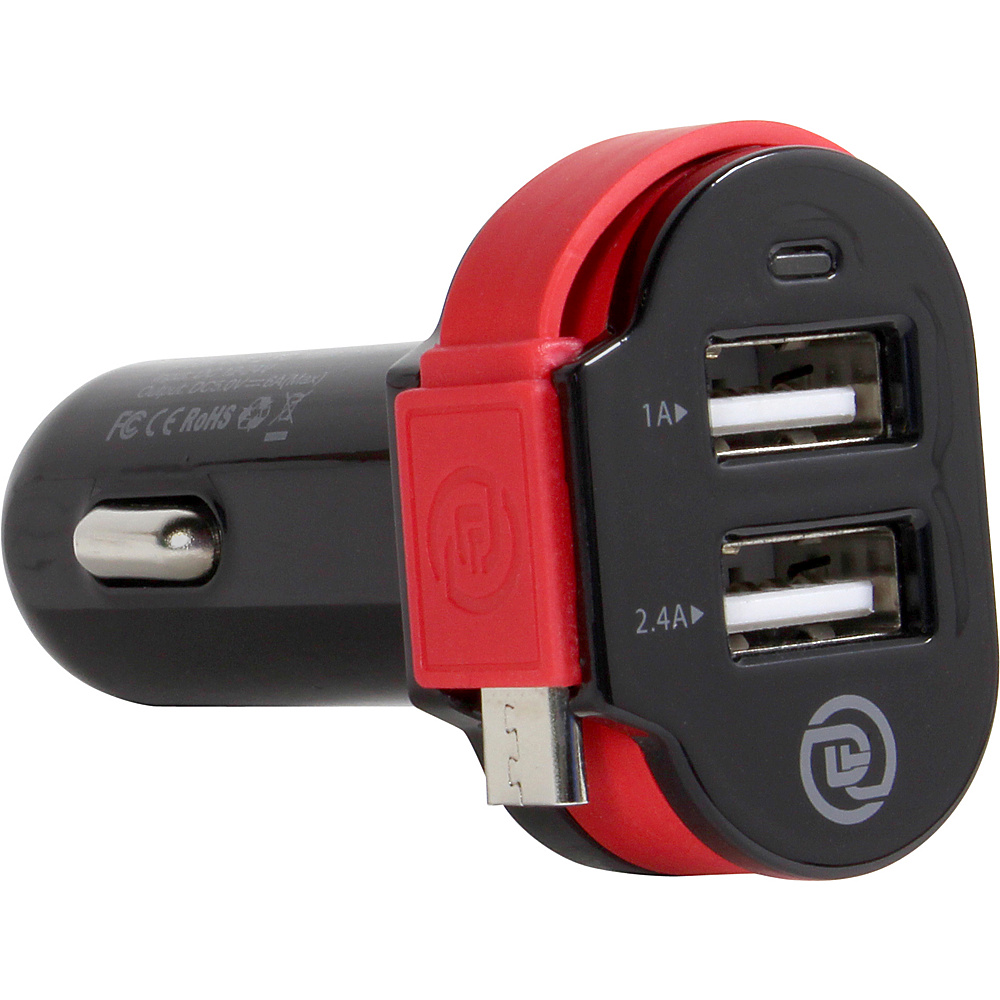 ChargeIt Dual Output Car Charger with Micro USB Cable Black ChargeIt Auto Travel Accessories