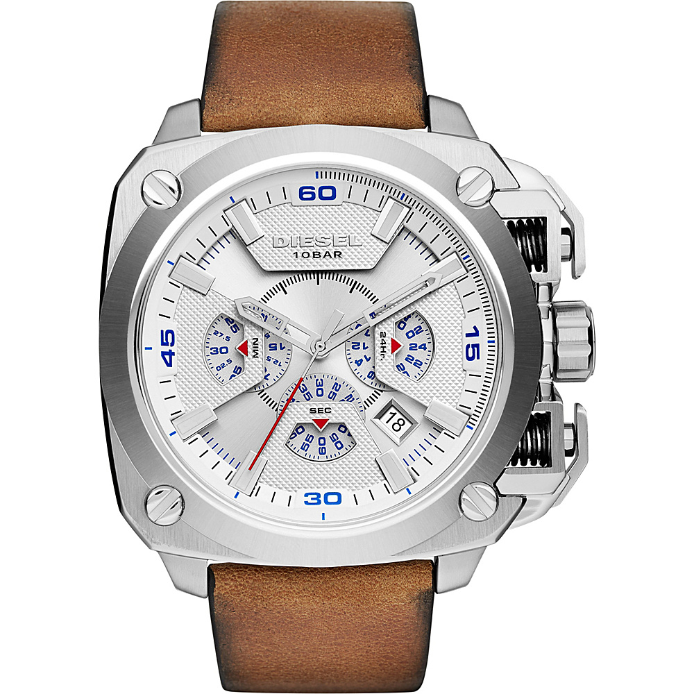 Diesel Watches BAMF Leather Watch Brown Silver Diesel Watches Watches