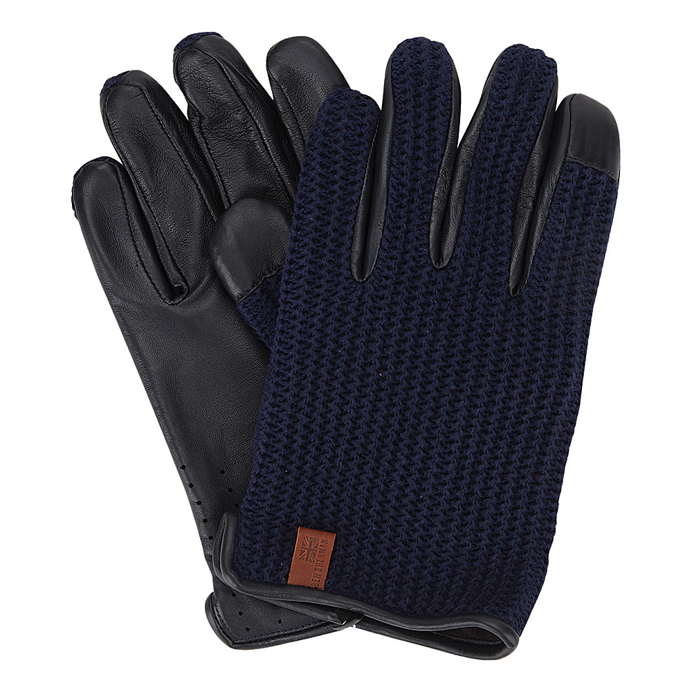 Ben Sherman Leather Knit Driving Gloves Navy Blazer Medium Ben Sherman Hats Gloves Scarves