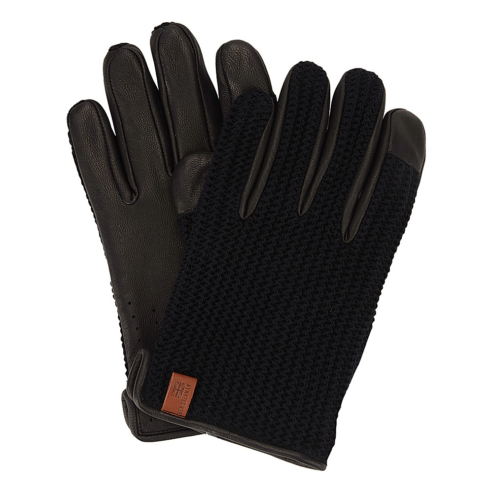 Ben Sherman Leather Knit Driving Gloves Jet Black Large Ben Sherman Hats Gloves Scarves