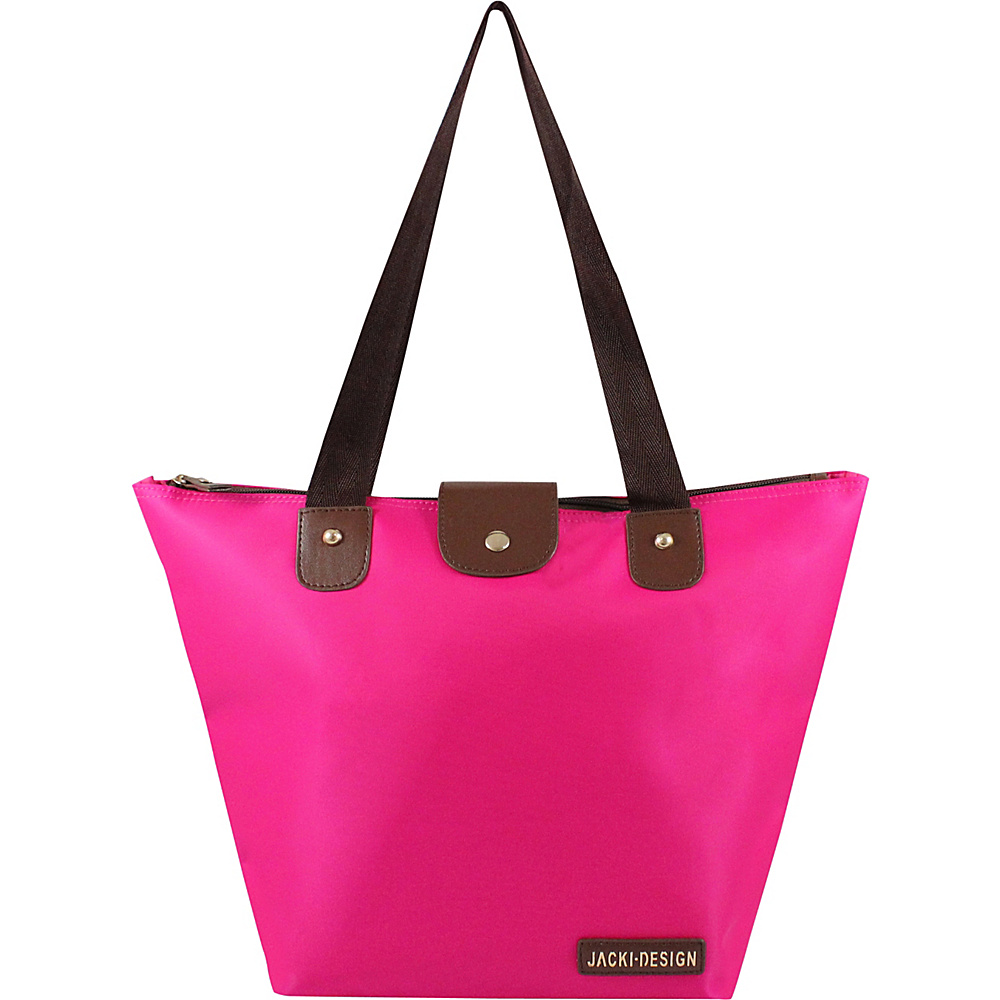 Jacki Design Essential Foldable Tote Bag Small Hot Pink Jacki Design Fabric Handbags