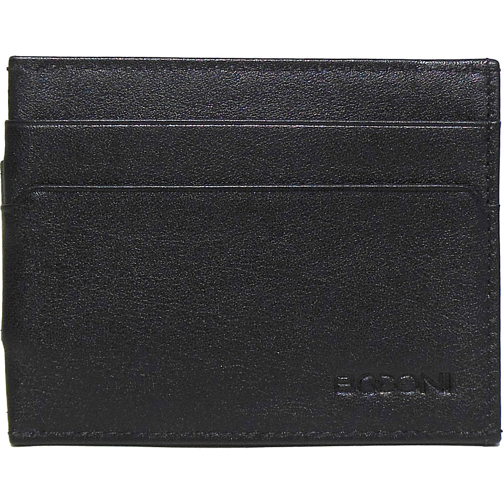Boconi Grant RFID Magnetic Money Clip Card Case Black Leather with Gray Boconi Men s Wallets