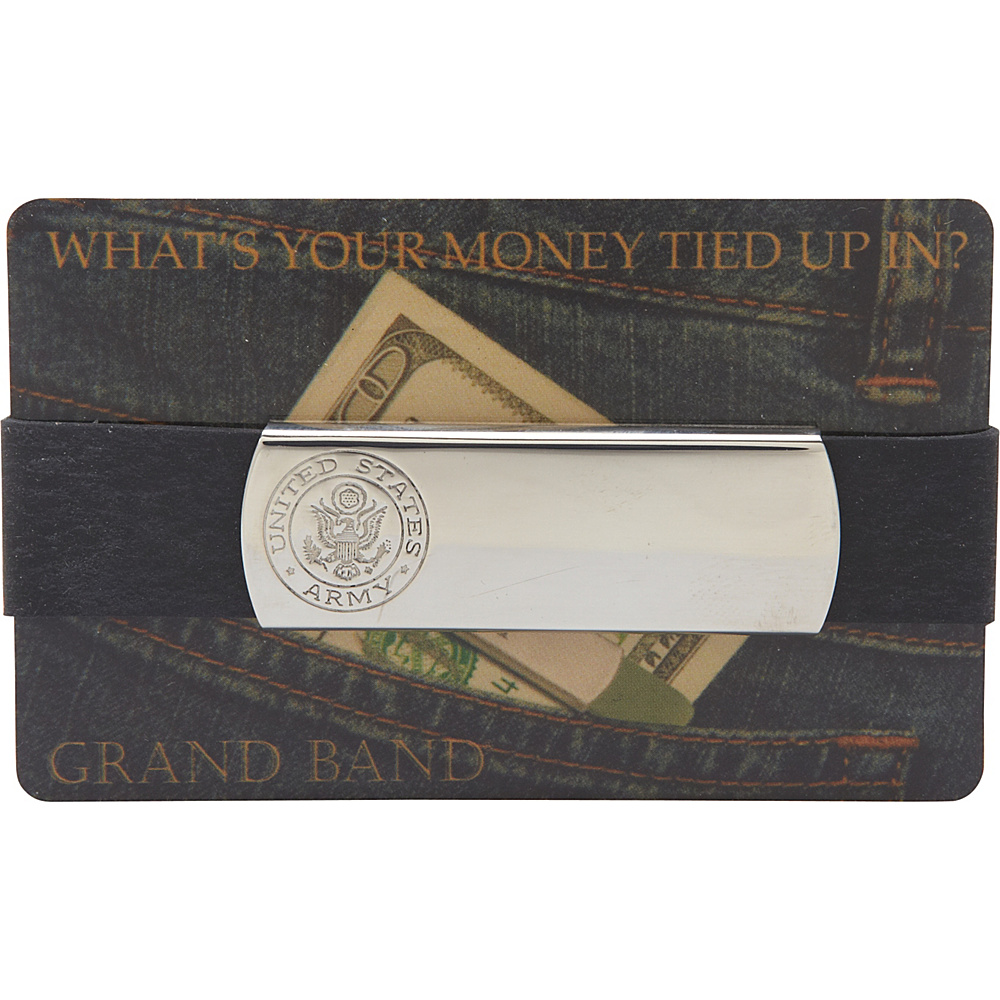 Budd Leather XL Stainless Steel Grand Band Silver Army Logo Budd Leather Men s Wallets