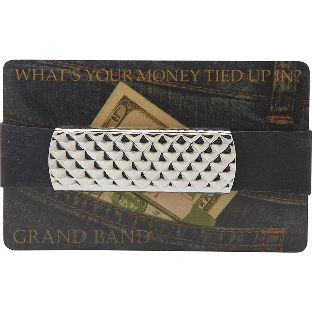Budd Leather XL Stainless Steel Grand Band Silver Diamond Design Budd Leather Men s Wallets