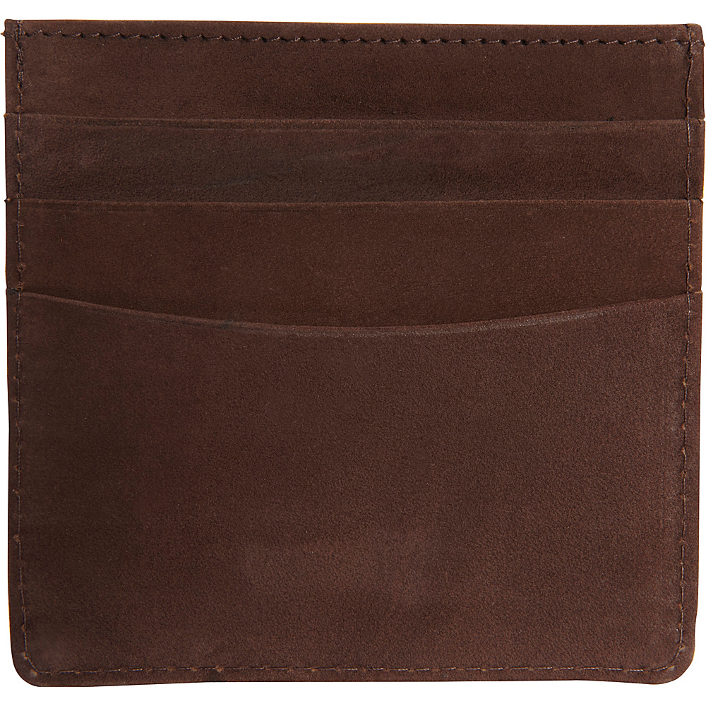 Vicenzo Leather Island Saddle Full Grain Leather Slim Card Case Brown Vicenzo Leather Men s Wallets