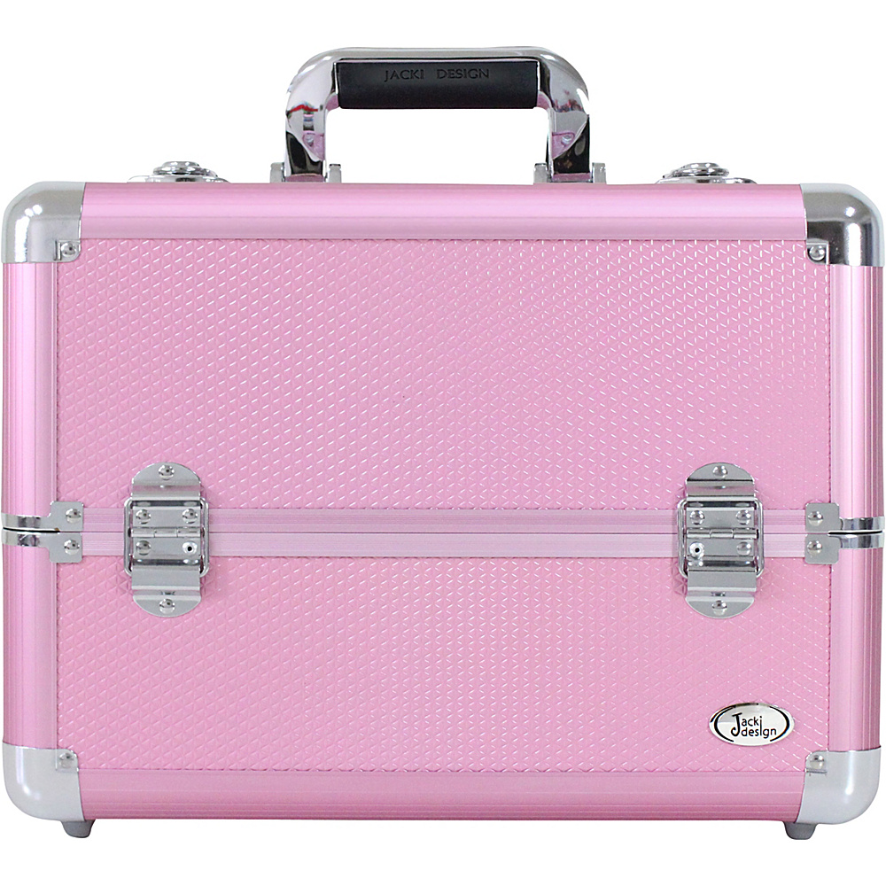Jacki Design Carrying Makeup Salon Train Case with Expandable Trays Pink Jacki Design Toiletry Kits