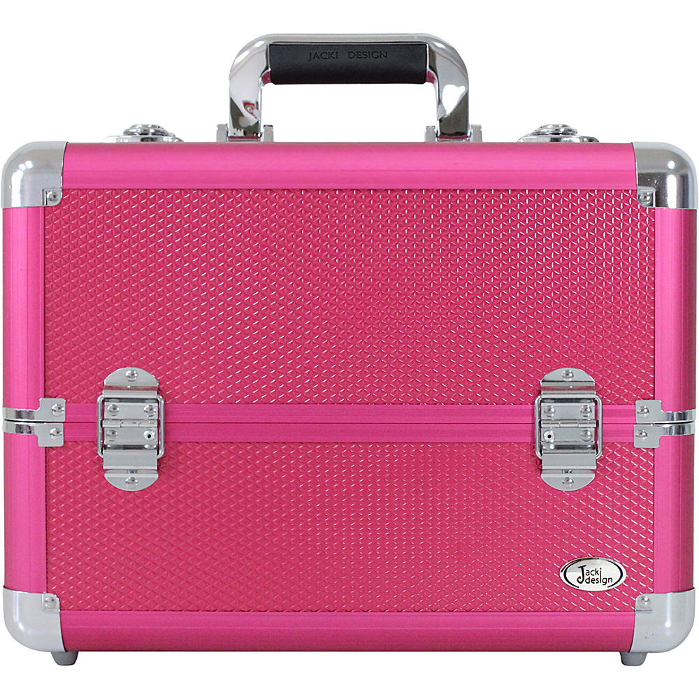 Jacki Design Carrying Makeup Salon Train Case with Expandable Trays Hot Pink Jacki Design Toiletry Kits