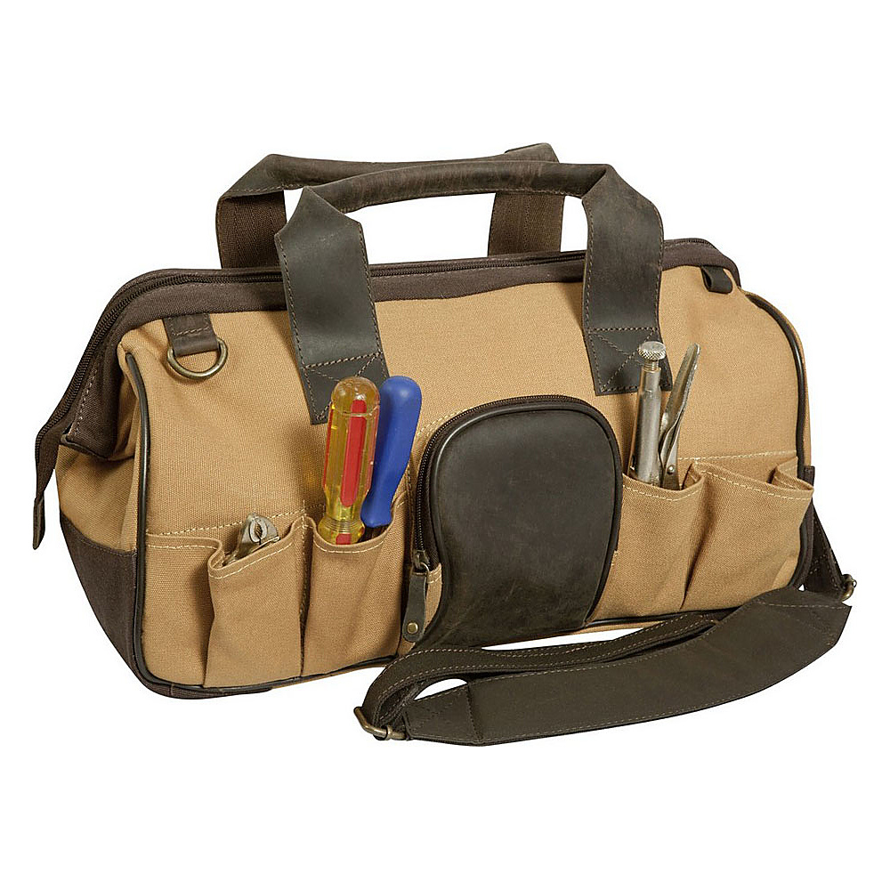 Canyon Outback Big Sky 16 inch Canvas and Leather Tool BagBeige and Beige and Brown Canyon Outback Travel Duffels