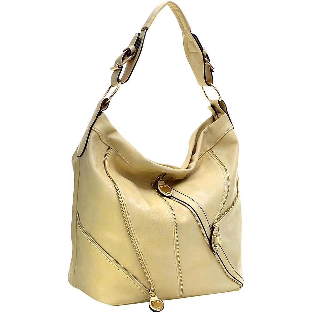 Dasein Zipper Front Hobo Tan Dasein Manmade Handbags