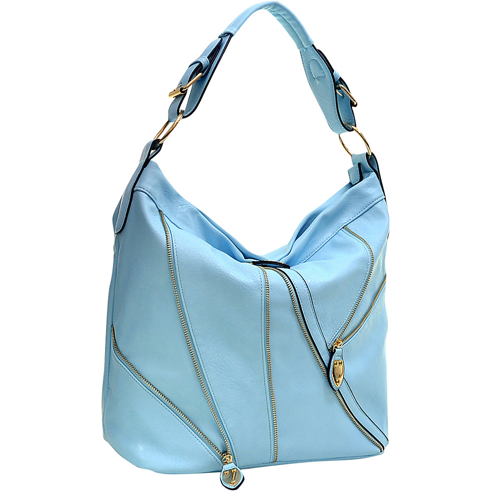 Dasein Zipper Front Hobo Blue Dasein Manmade Handbags