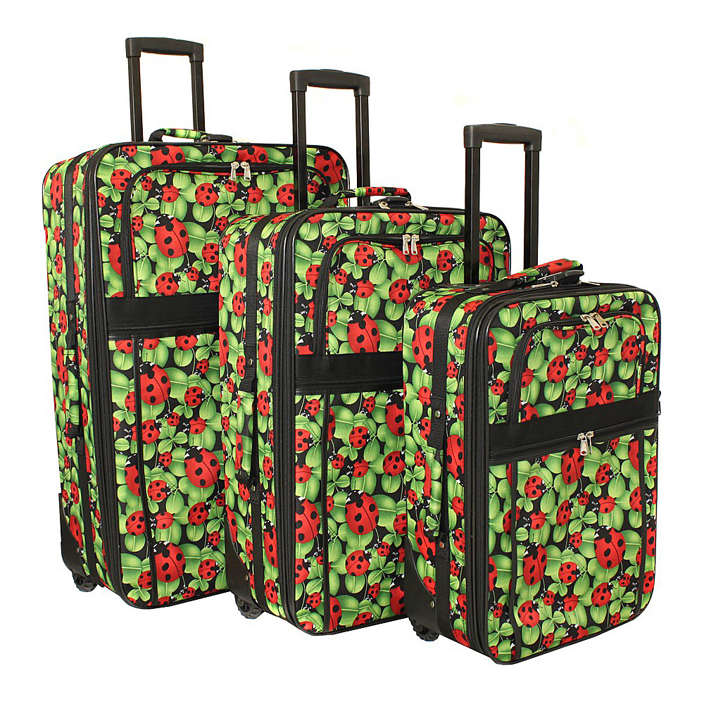 World Traveler LadyBug 3 Piece Expandable Upright Luggage Set Ladybug World Traveler Luggage Sets