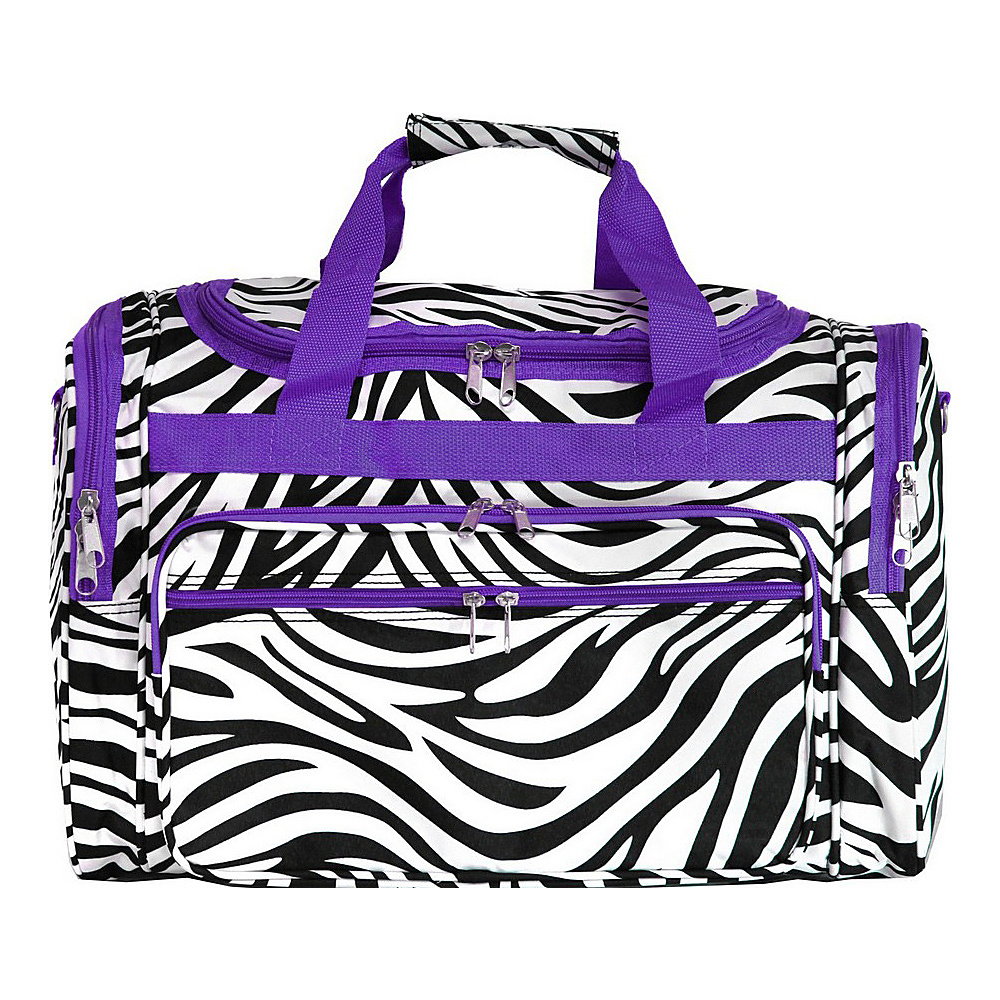 World Traveler Zebra 19 Shoulder Duffle Bag Dark Purple Trim Zebra World Traveler Rolling Duffels
