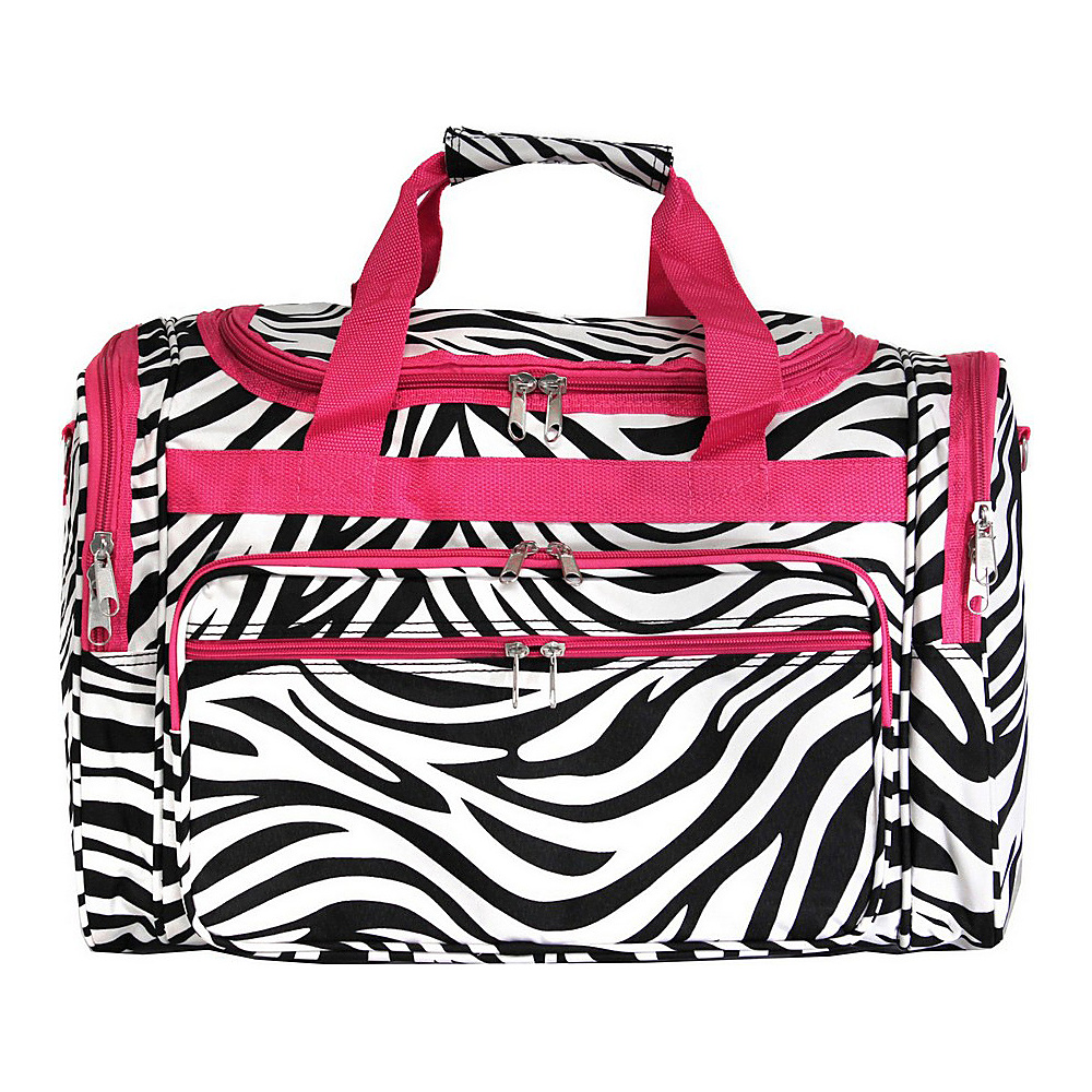 World Traveler Zebra 19 Shoulder Duffle Bag Pink Trim Zebra World Traveler Rolling Duffels