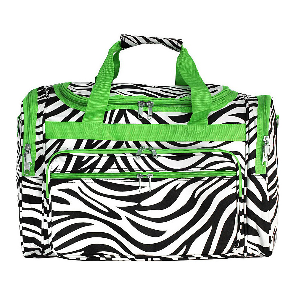 World Traveler Zebra 19 Shoulder Duffle Bag Green Trim Zebra World Traveler Rolling Duffels