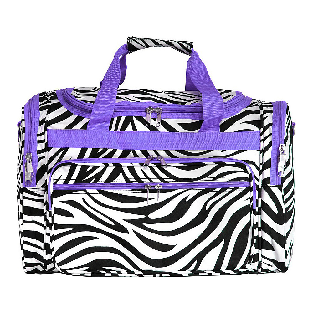 World Traveler Zebra 19 Shoulder Duffle Bag Light Purple Trim Zebra World Traveler Rolling Duffels