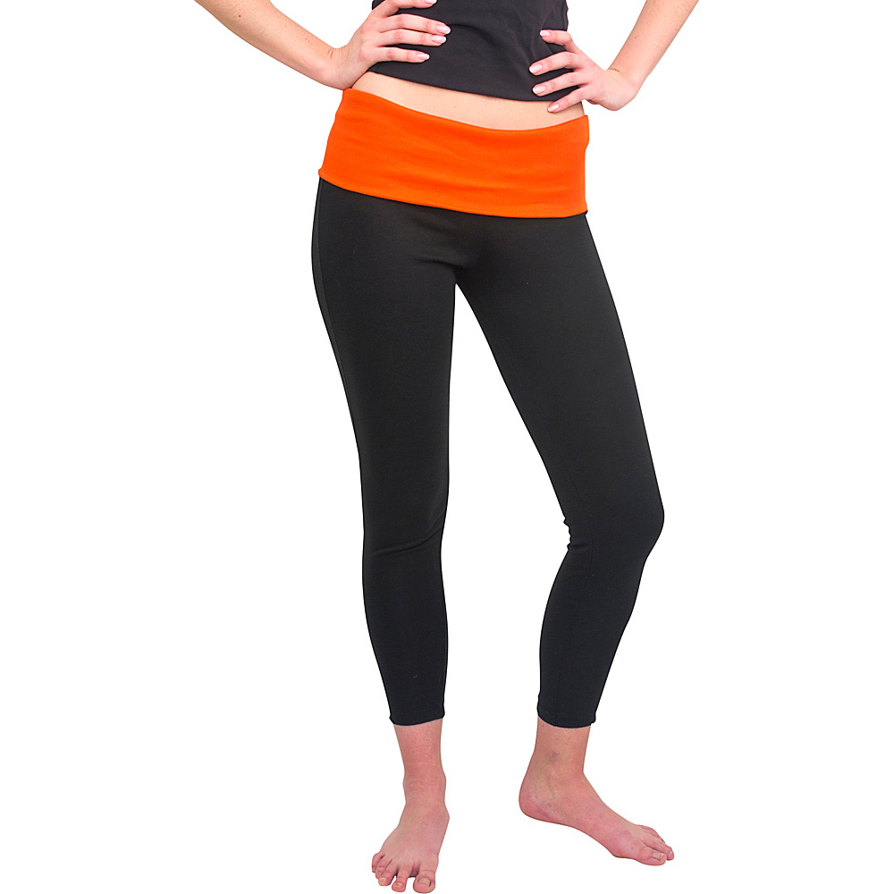 Magid Full Length Flap Over Yoga Pants Black Orange Large Extra Large Magid Women s Apparel