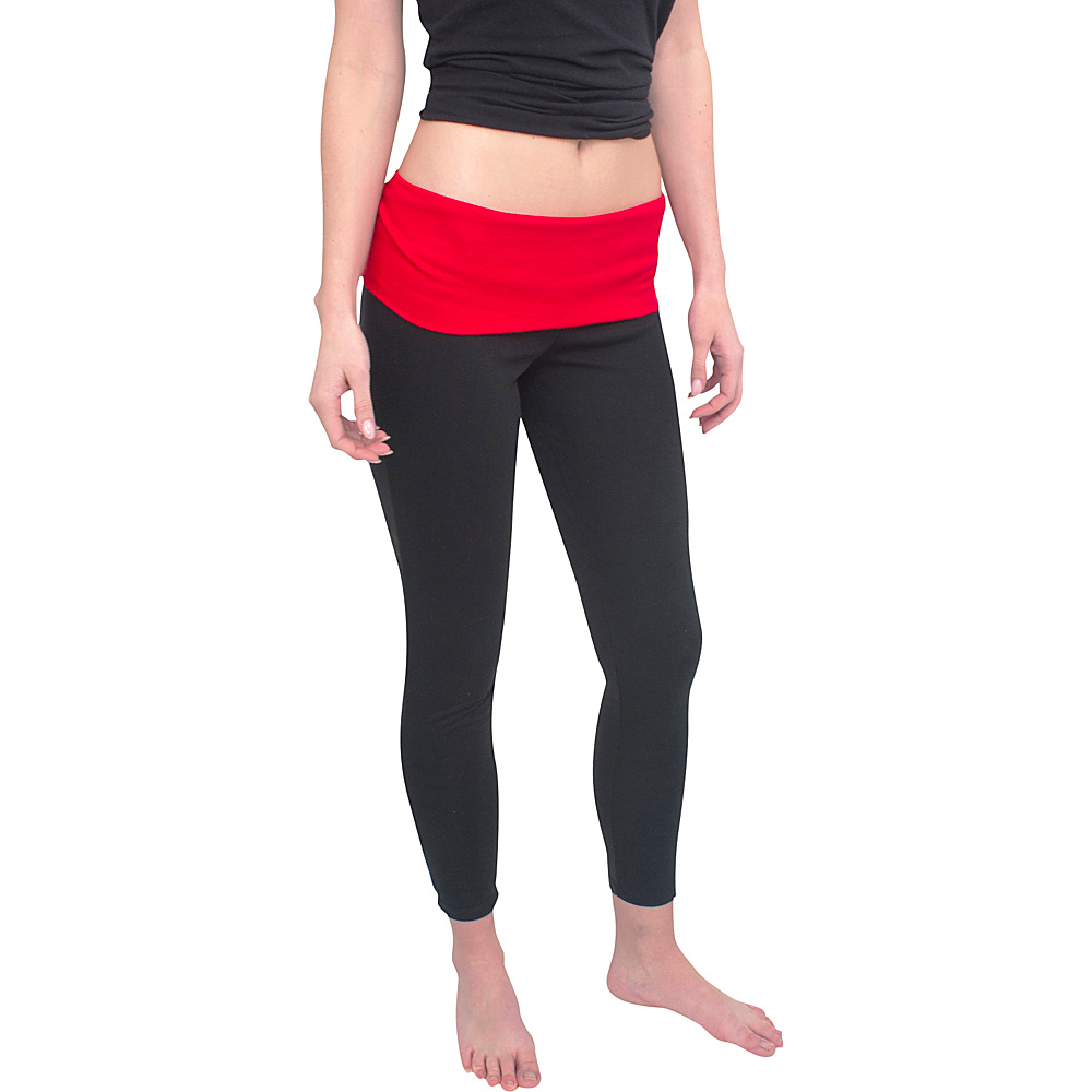 Magid Full Length Flap Over Yoga Pants Black Red Large Extra Large Magid Women s Apparel