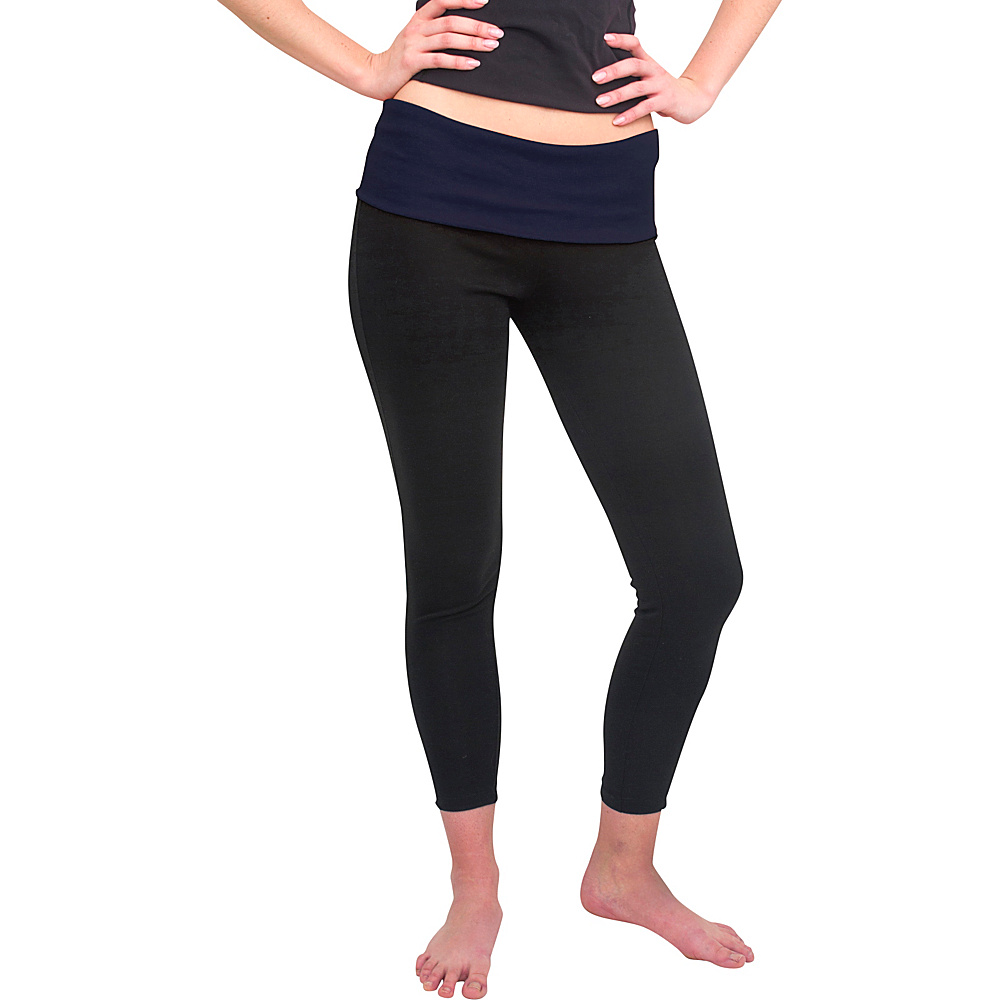 Magid Full Length Flap Over Yoga Pants Black Blue Plus Size Magid Women s Apparel
