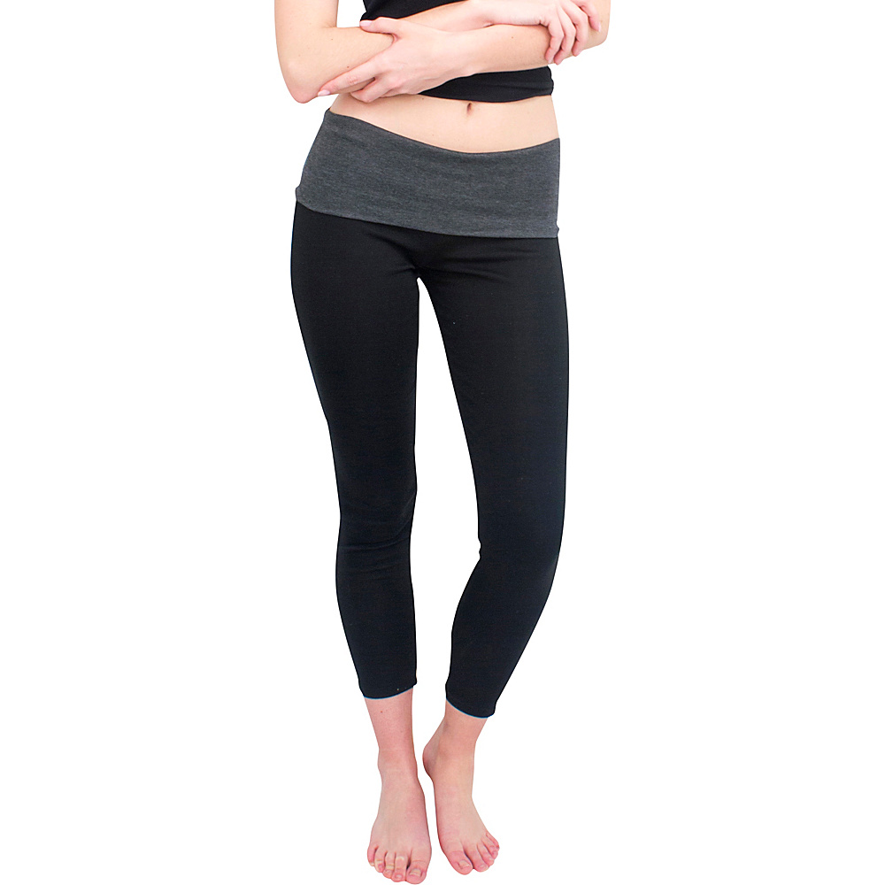 Magid Full Length Flap Over Yoga Pants L XL Black Grey Magid Women s Apparel