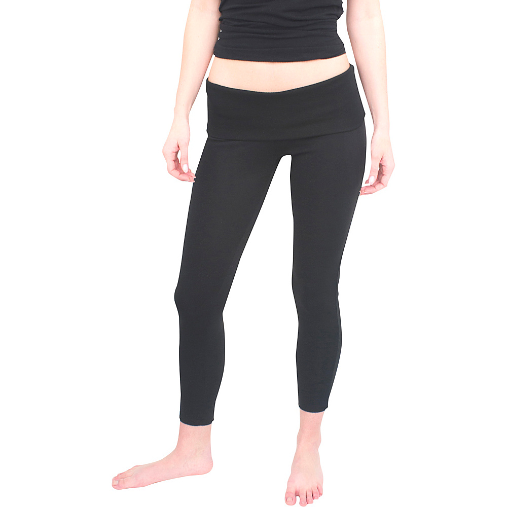 Magid Full Length Flap Over Yoga Pants L XL Black Black Magid Women s Apparel