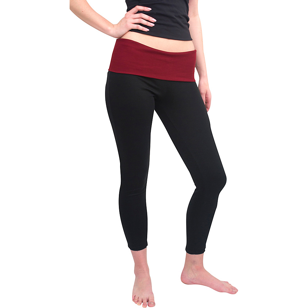 Magid Full Length Flap Over Yoga Pants Black Maroon Small Medium Magid Women s Apparel