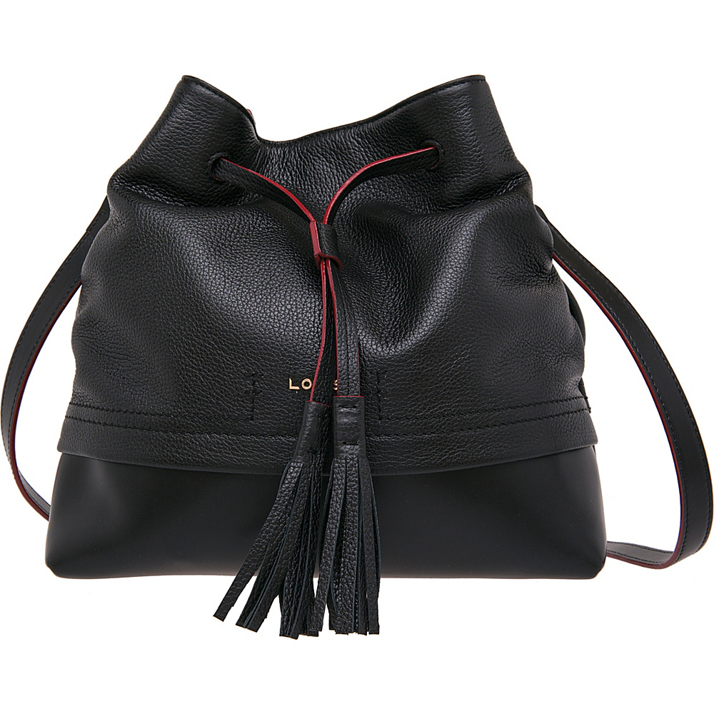 Lodis Kate Cara Convertible Drawstring Black Lodis Leather Handbags